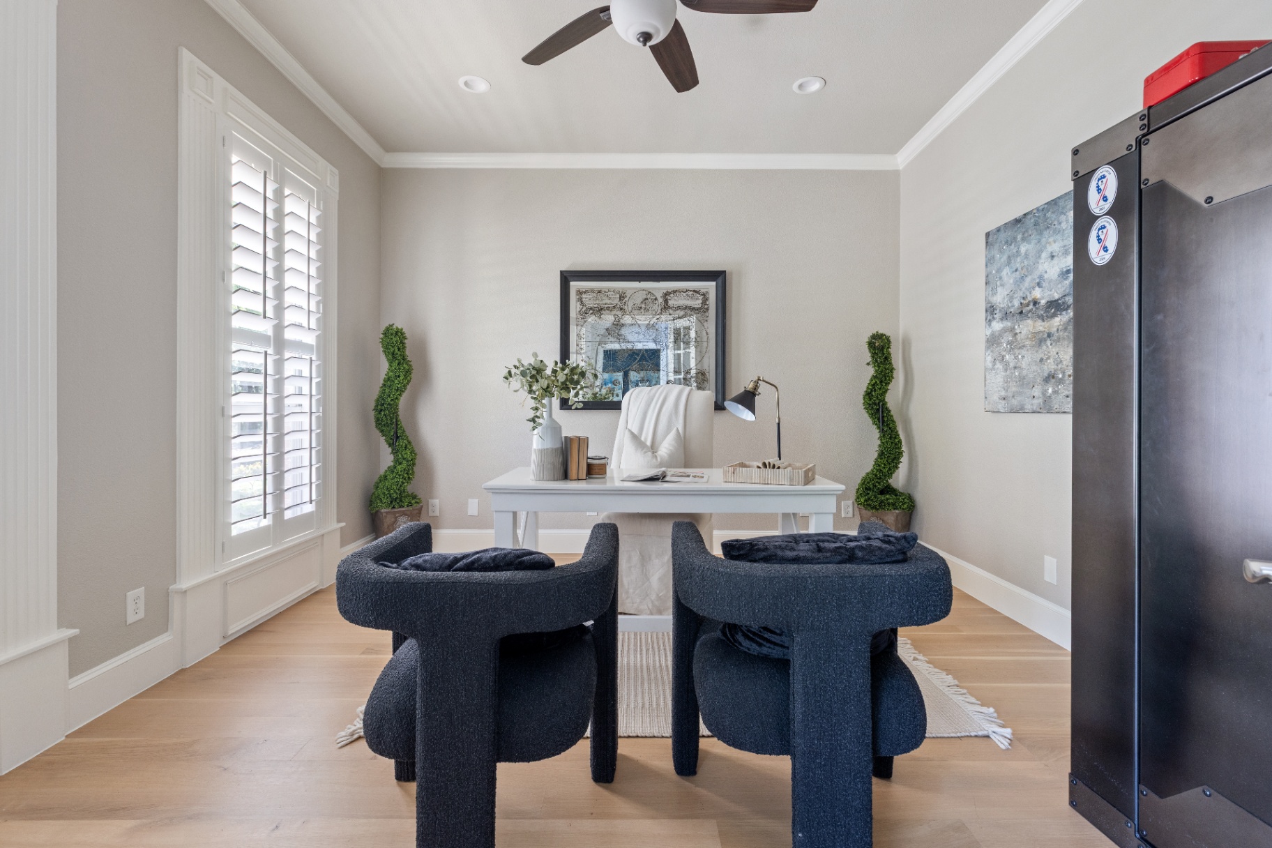Private study with plantation shutters