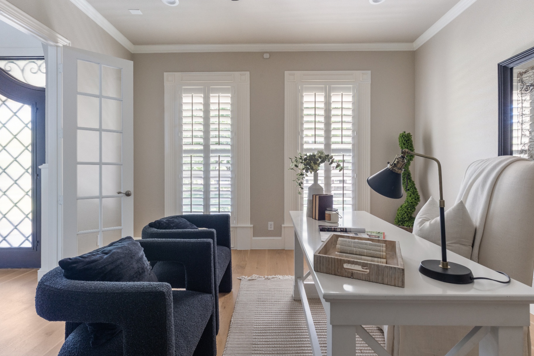 Study with French doors and writing desk