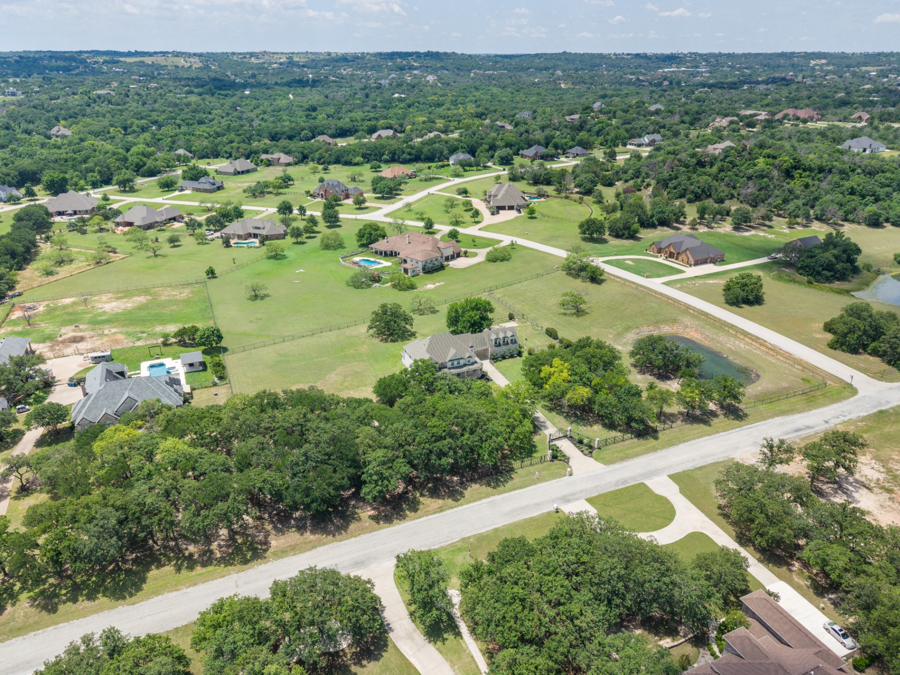 Aerial of King Ranch Estates with gated entry