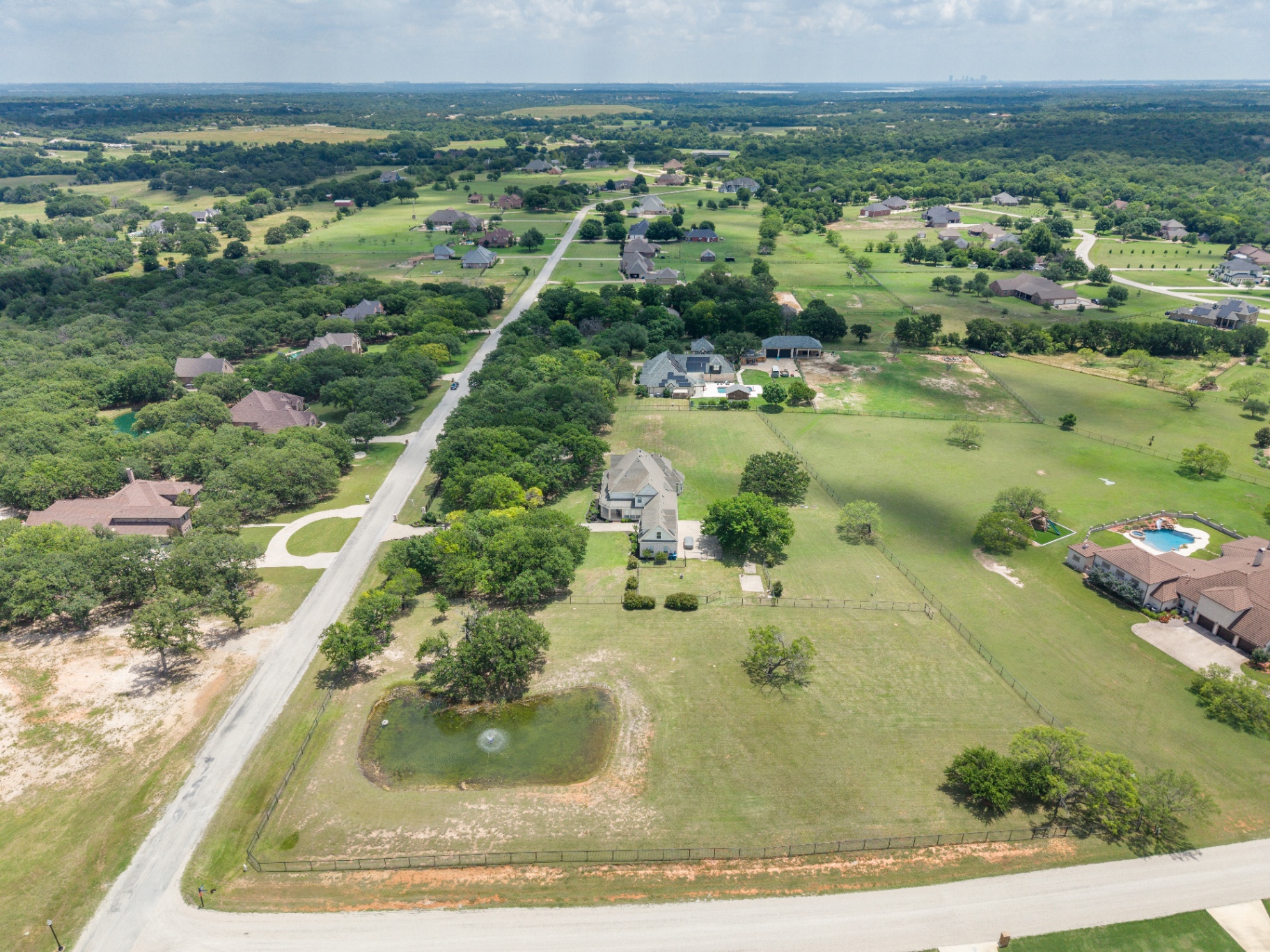 Aerial with Fort Worth skyline